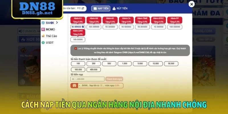 Cách nạp tiền qua ngân hàng nội địa nhanh chóng